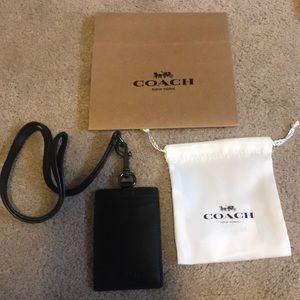 Coach leather ID lanyard